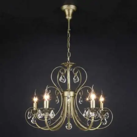 Подвесная люстра Eurosvet Alda 3305/5 латунь/прозрачный хрусталь Strotskis a072114