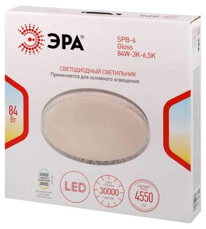 Светильник потолочный светодиодный ЭРА Классик без ДУ SPB-6 Gloss 84W-3K-6,5K 3000-6500К белый Б0070196