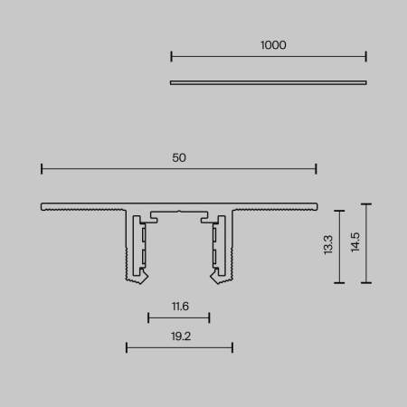 Шинопровод 1м Exility X встраиваемый под ГКЛ 12,5мм Maytoni Technical EXILITY X Busbar trunkings Exility X TRX239-421.12B