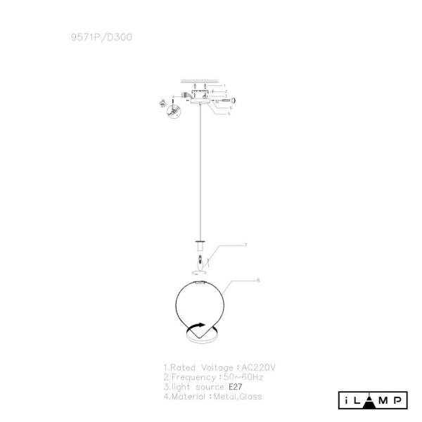 Подвесной светильник iLamp Cento 9571P/1-D300 BR-WH