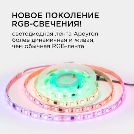 Комплект адресной светодиодной ленты Apeyron 14,4W/m 60LED/m 5050SMD RGB 2M 10-95