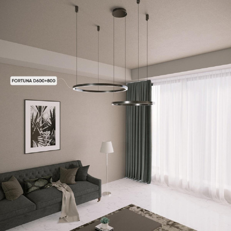 Подвесная люстра Crystal Lux FORTUNA SP123W LED D600+800 BLACK