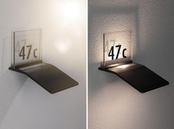 Светильник на солнечных батареях Paulmann Outd Solar Hausnr-Leuchte Yoko 94243