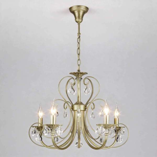 Подвесная люстра Eurosvet Alda 3305/5 латунь/прозрачный хрусталь Strotskis a072114