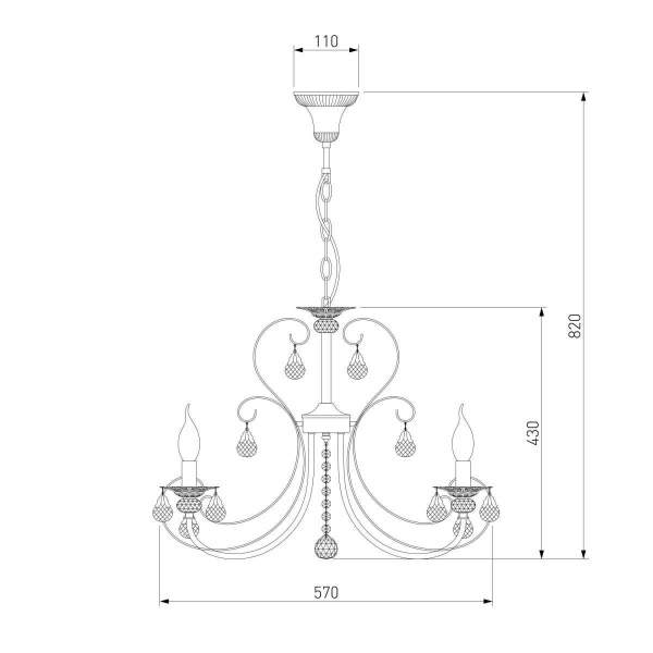Подвесная люстра Eurosvet Alda 3305/5 латунь/прозрачный хрусталь Strotskis a072114