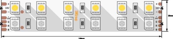 Светодиодная лента SWG 28,8W/m 120Led/m 5050SMD RGB/теплый белый 5M SWG5120-24-28.8-RGBWW-М 009256