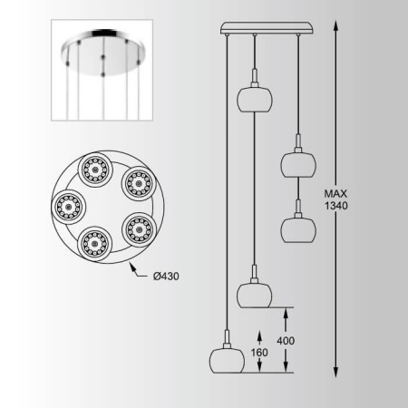Подвесной светильник Zumaline Crystal P0076-05M-B5FZ