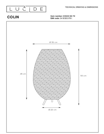Настольная лампа Lucide Colin 03543/50/72