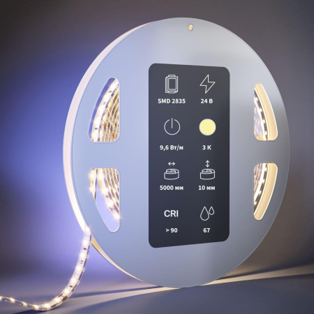 Светодиодная влагозащищенная лента Maytoni 9,6W/m 120LED/m 2835SMD теплый белый 5M 201045