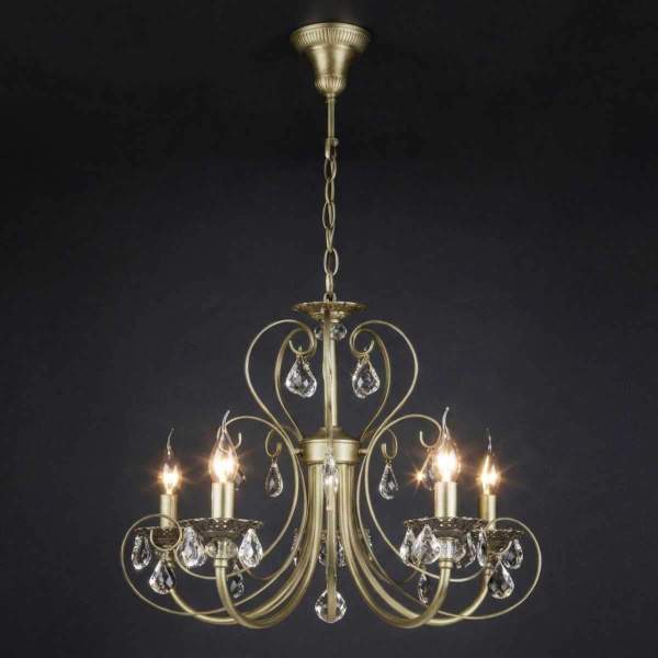 Подвесная люстра Eurosvet Alda 3305/5 латунь/прозрачный хрусталь Strotskis a072114