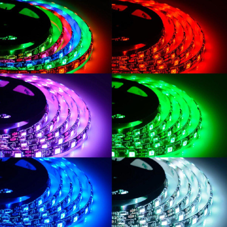 Светодиодная влагозащищенная лента Apeyron 14,4W/m 60Led/m 5050SMD разноцветная 5M 87ЦЛ