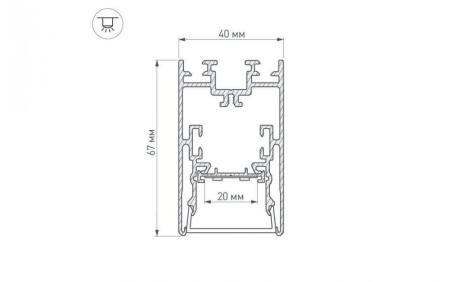 Профиль с рассеивателем Arlight S2-LINE-4067-2500 ANOD+OPAL 021172