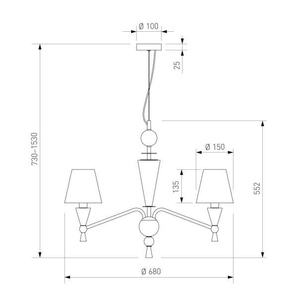 Подвесная люстра Eurosvet Teja 101014/6 латунь Smart a072038