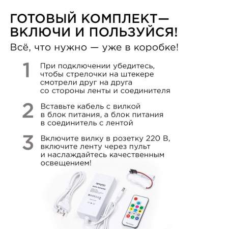 Комплект адресной светодиодной ленты Apeyron 14,4W/m 60LED/m 5050SMD RGB 10M 10-100