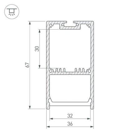 Профиль с рассеивателем Arlight SL-LINE-3667-2500 BLACK+OPAL 027987