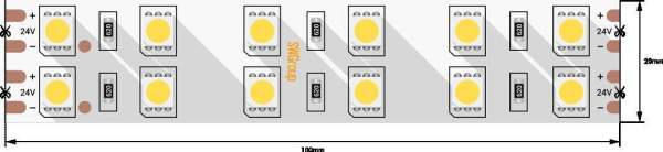 Светодиодная лента SWG 28,8W/m 120Led/m 5050SMD теплый белый 5M SWG5120-24-28.8-WW-М 009704