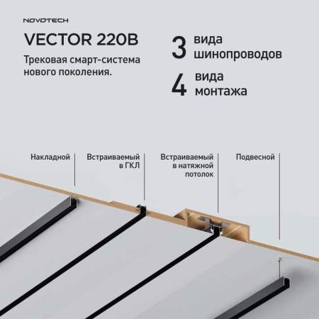 Шинопровод для монтажа в натяжной потолок Novotech VECTOR 135304