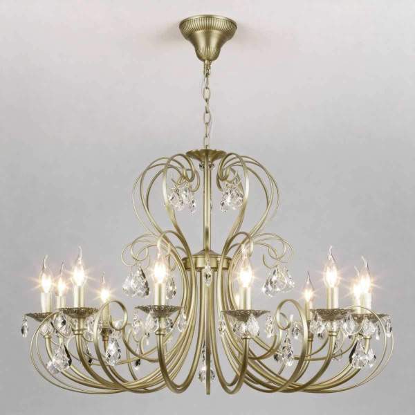 Подвесная люстра Eurosvet Alda 3305/12 латунь/прозрачный хрусталь Strotskis a072112