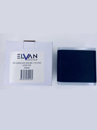 Уличный настенный светодиодный светильник Elvan GW-6080S-6W-WW-BK