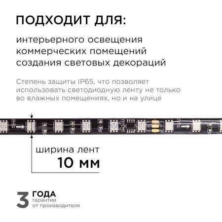 Комплект адресной светодиодной ленты Apeyron 14,4W/m 60LED/m 5050SMD RGB 2M 10-97