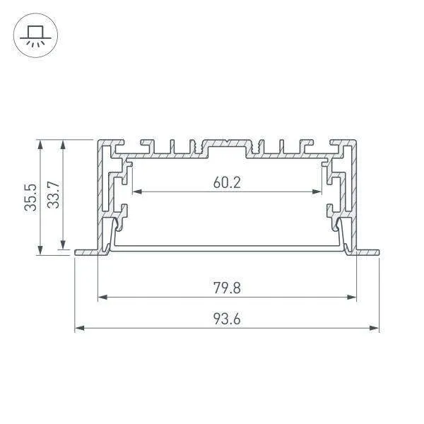Профиль с рассеивателем Arlight S2-LINIA94-F-2500 Anod+Opal 021178(1)