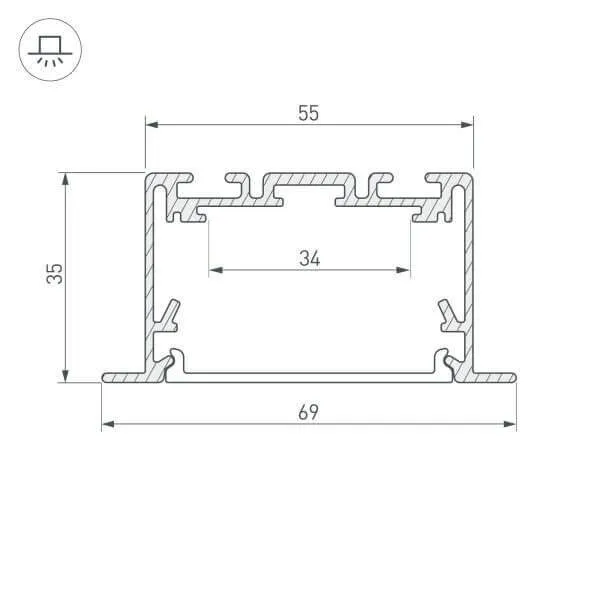 Профиль Arlight S2-LINIA69-F-2500 SEAMLESS BLACK (Arlight, Алюминий) 033534