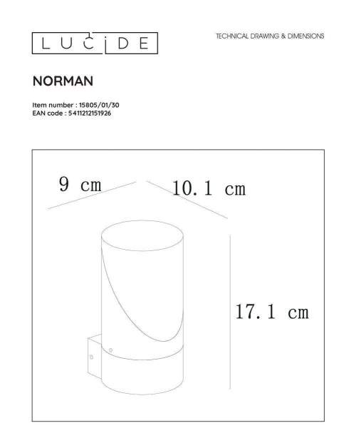 Уличный настенный светильник Lucide Norman 15805/01/30