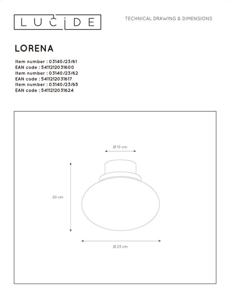 Потолочный светильник Lucide Lorena 03140/23/61