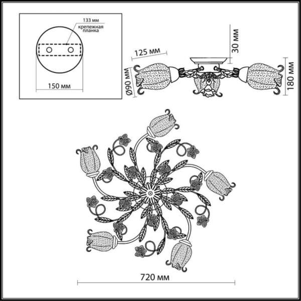 Потолочная люстра Odeon Light Country Ameli 2252/5C