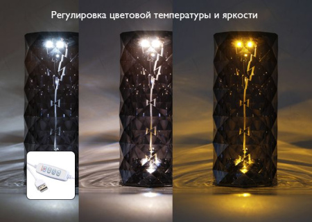 Настольная лампа ФАZA Кристалл CTL3-USB-bk