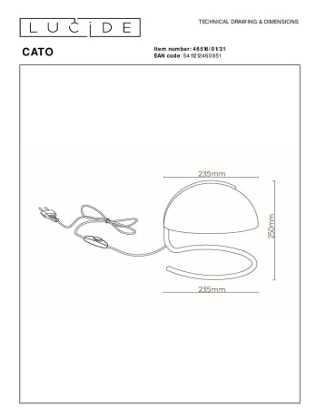 Настольная лампа Lucide Cato 46516/01/31