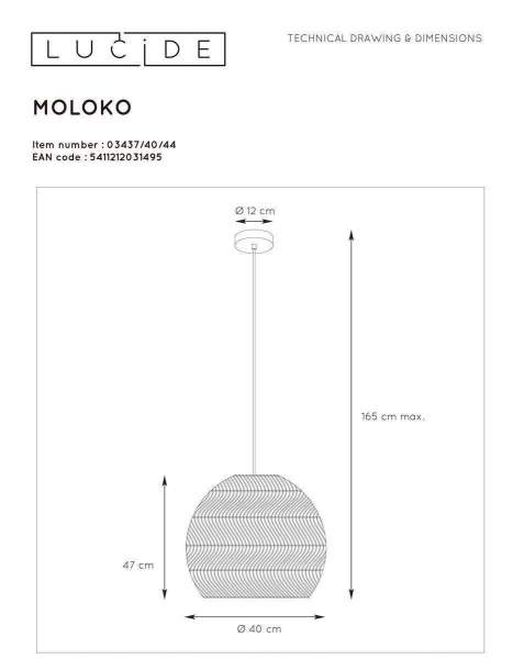 Подвесной светильник Lucide Moloko 03437/40/44