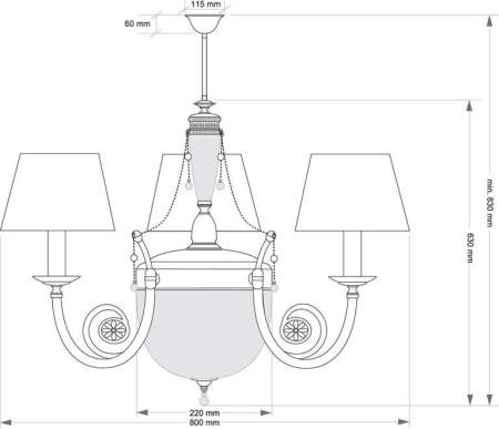 Подвесной светильник KUTEK BIBIONE BIB-ZW-3(P/A)CR