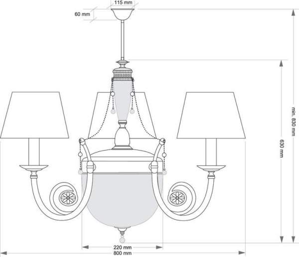 Подвесной светильник KUTEK BIBIONE BIB-ZW-3(P/A)CR