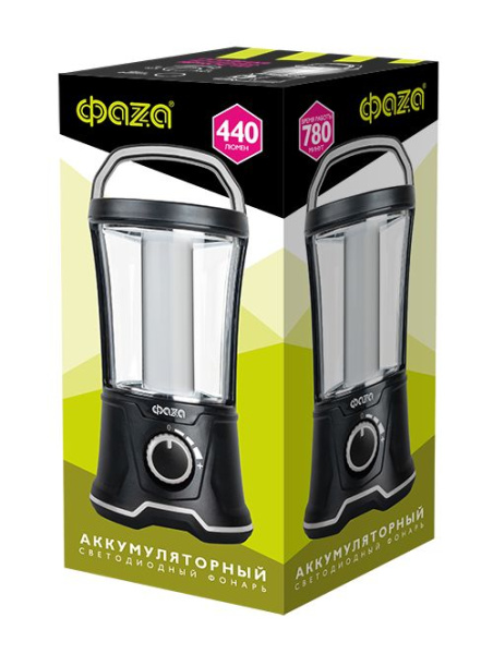 Кемпинговый светодиодный фонарь ФАZA аккумуляторный 440 лм 209х103 AccuF5-L20W-bk
